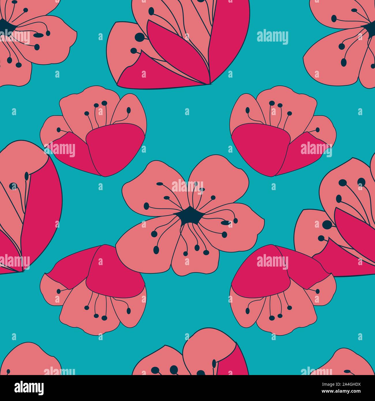 Papaveri galleggiante luminoso papavero floreali ripetere il vettore superficie di sfondo pattern design Illustrazione Vettoriale