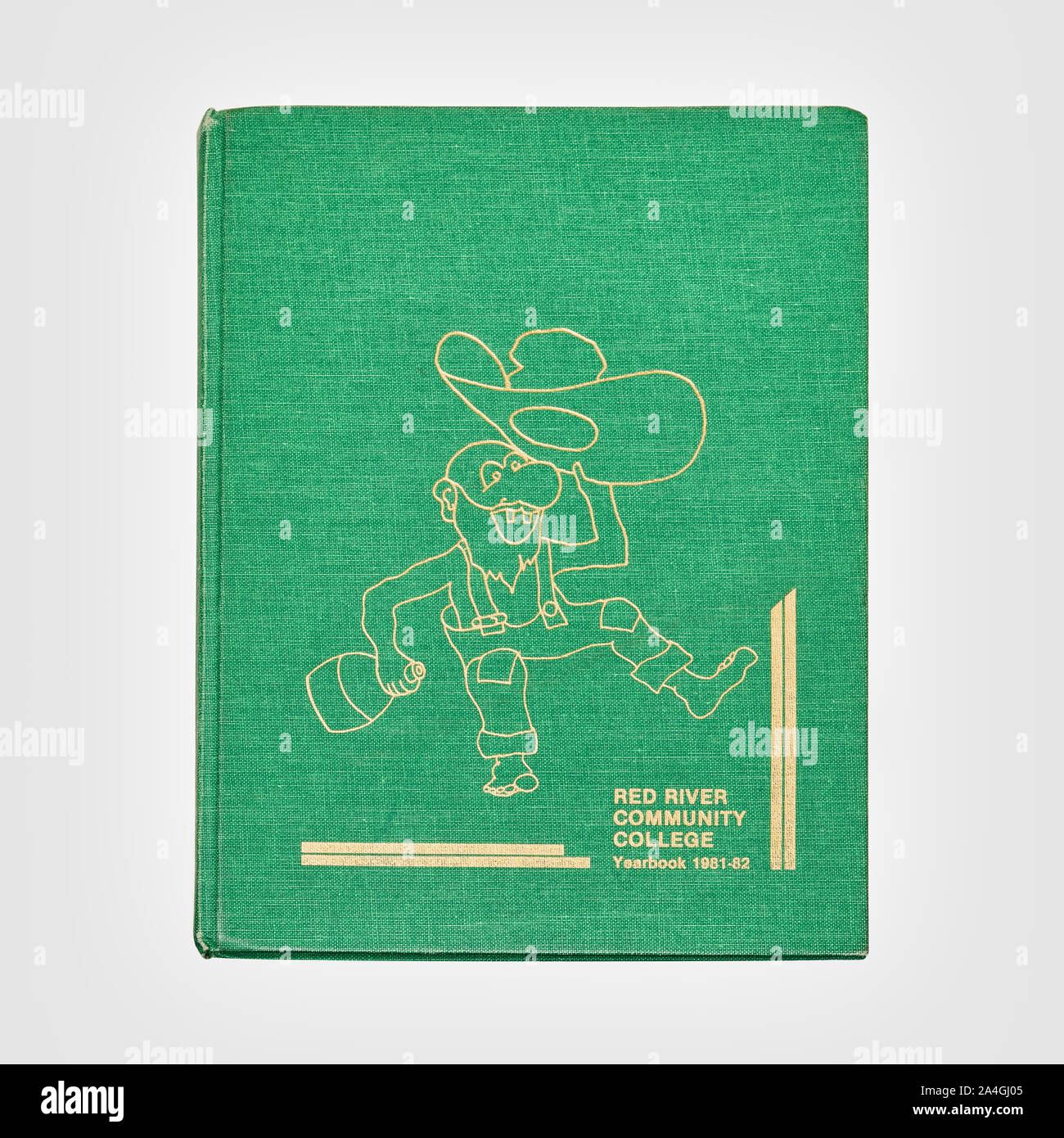 Un 1981-1982 Red Deer River College yearbook da Winnipeg Manitoba Canada su uno sfondo bianco. Foto Stock