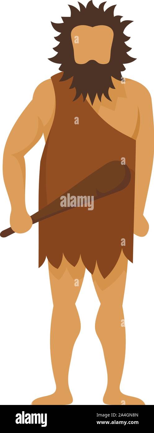 Età della pietra uomo icona. Illustrazione piana di età della pietra uomo icona vettoriali per il web design Illustrazione Vettoriale
