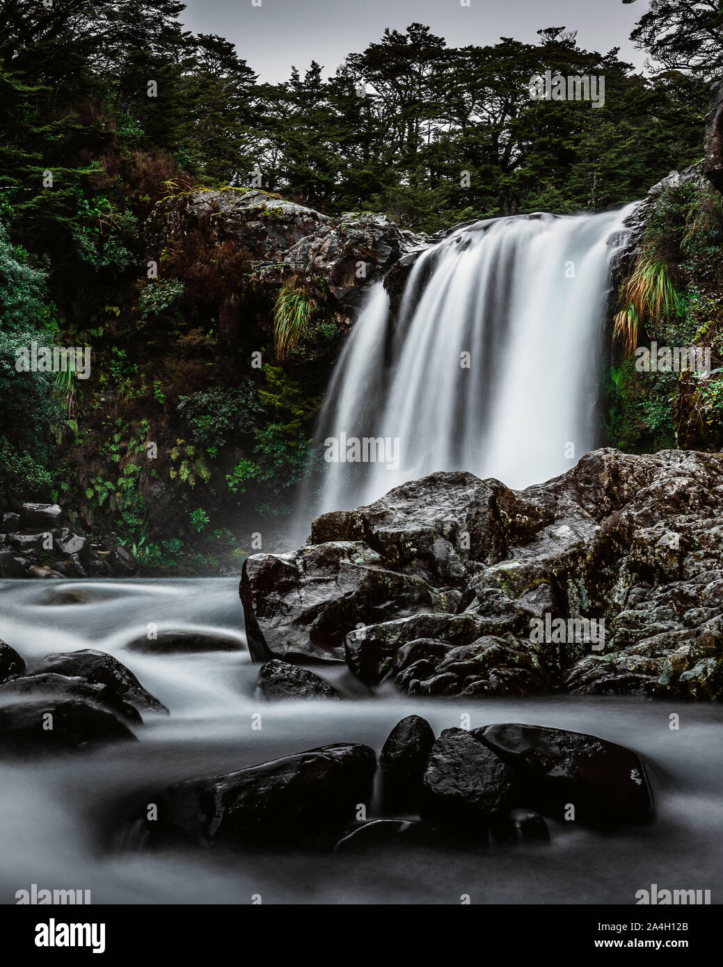 Tawhai cade lunga esposizione a Whakapapa, parco nazionale di Tongariro Foto Stock