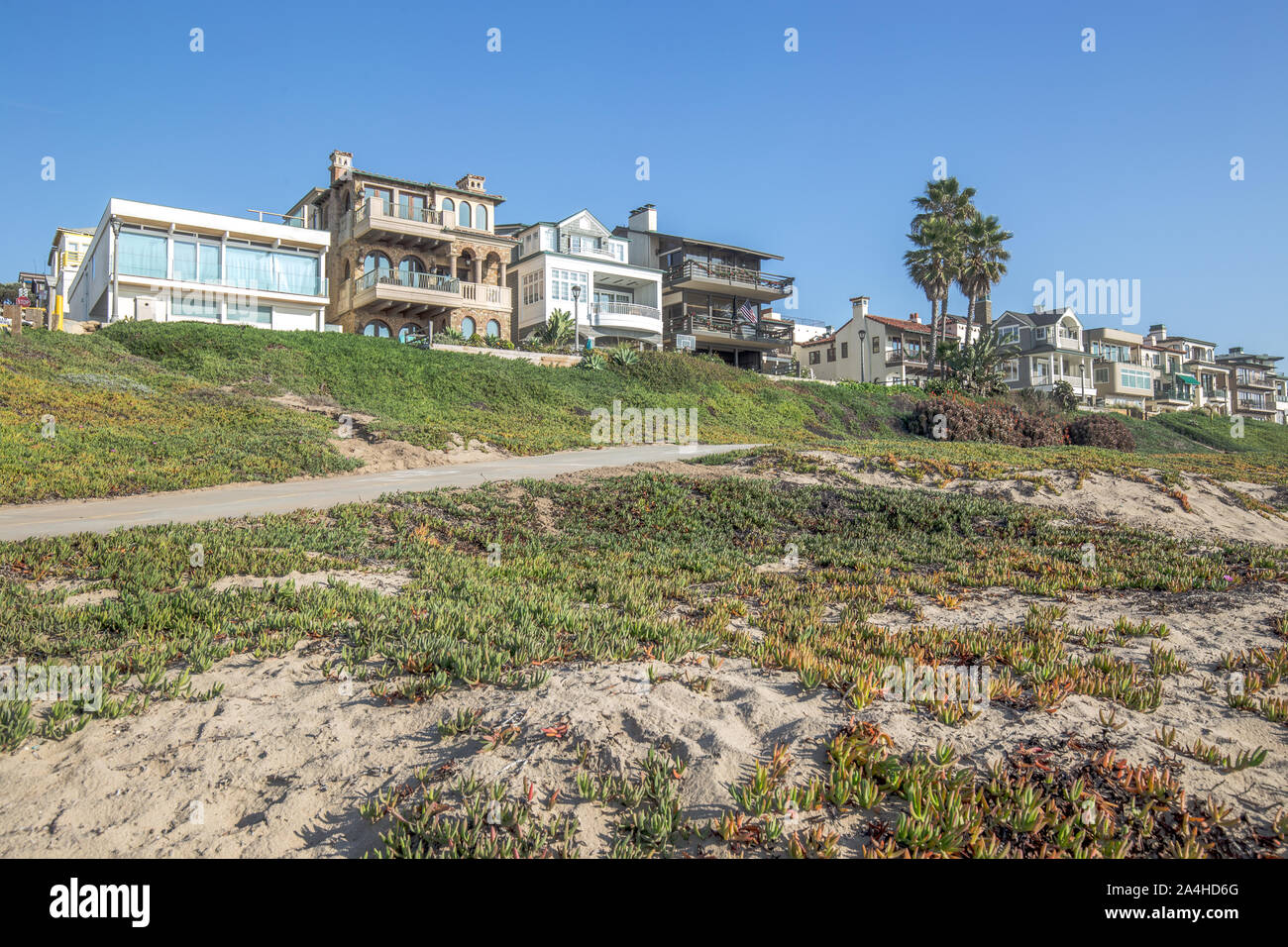 Spiaggia costiera paesaggio home a Manhattan Beach in California Foto Stock