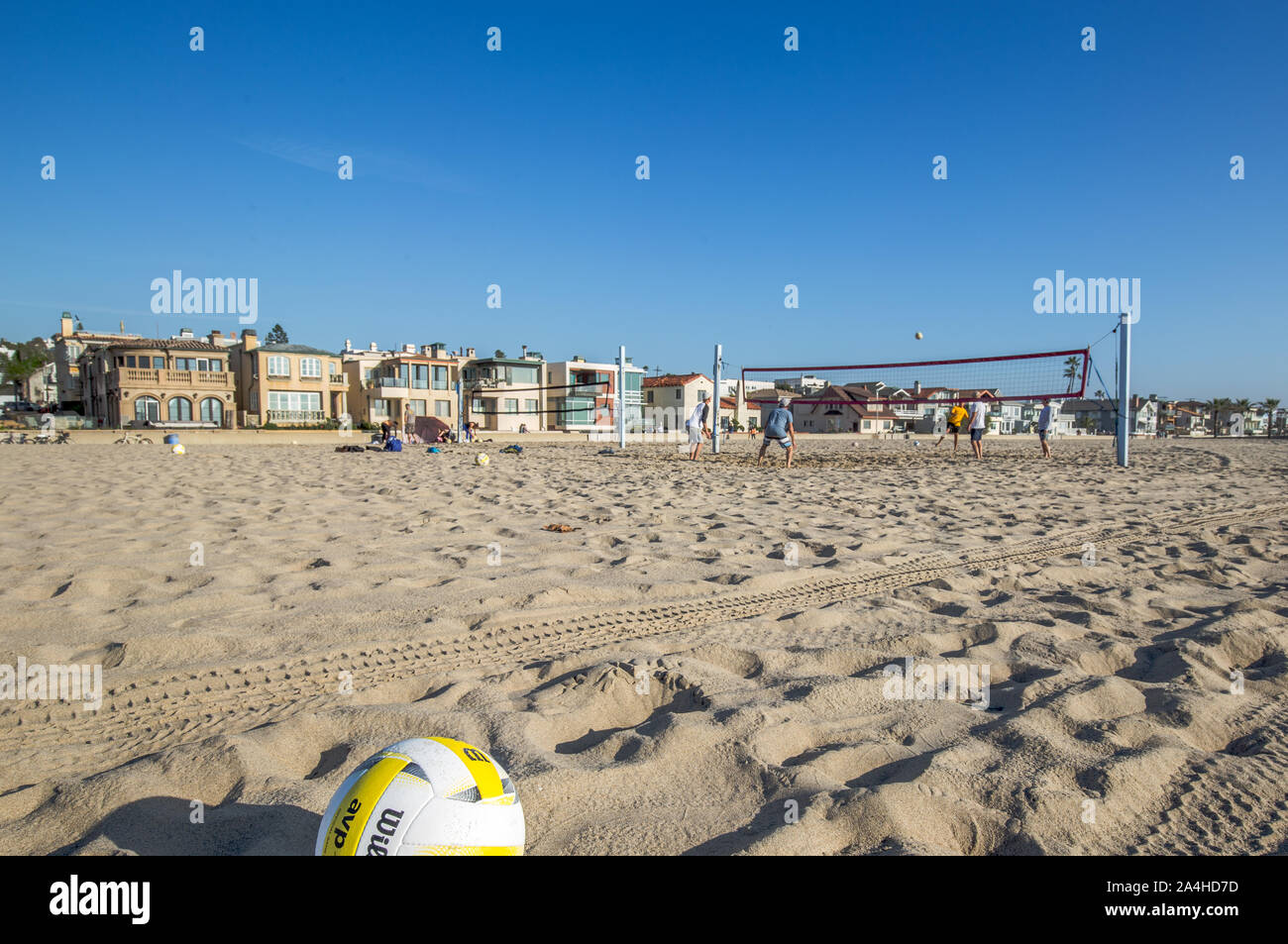 Coastal beach volley paesaggio in Manhattan Beach, California Foto Stock