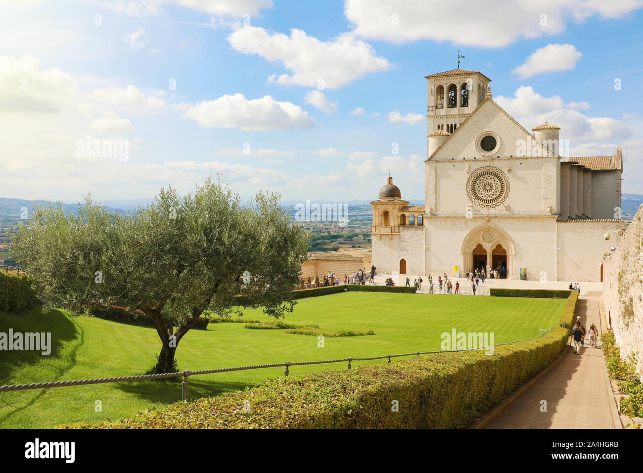 Famosa Basilica di San Francesco di Assisi, Umbria, Italia. Foto Stock