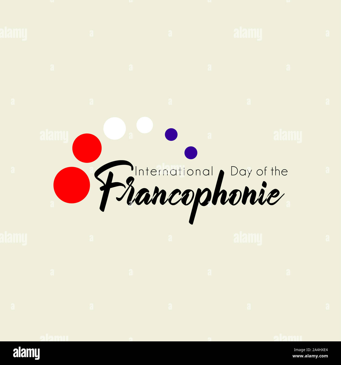 Design Tipografia per la Giornata Internazionale del Franco telefono con battenti Red White Blue dot concept Foto Stock