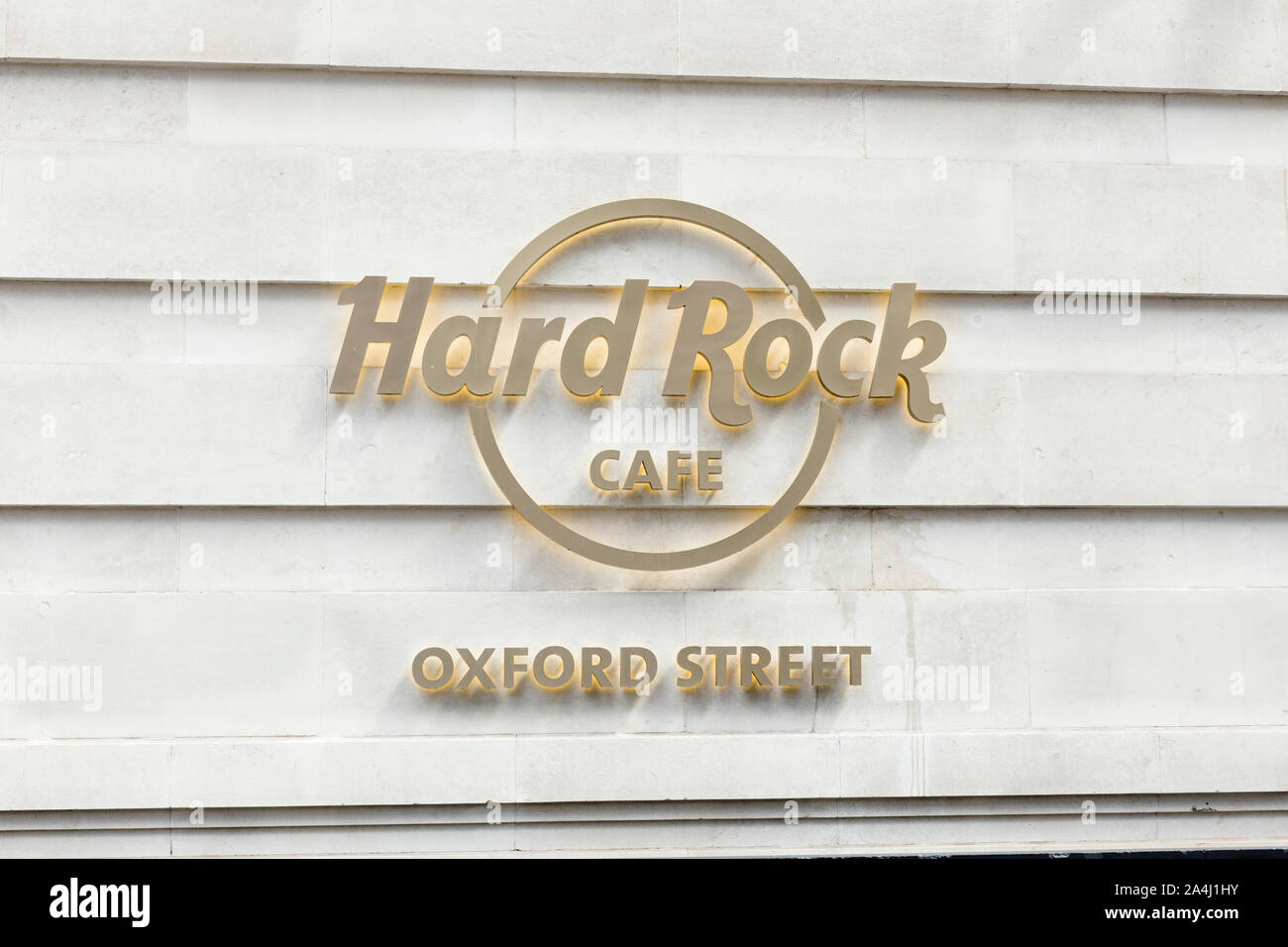 Hard rock cafe logo segno, Londra, Inghilterra Foto Stock