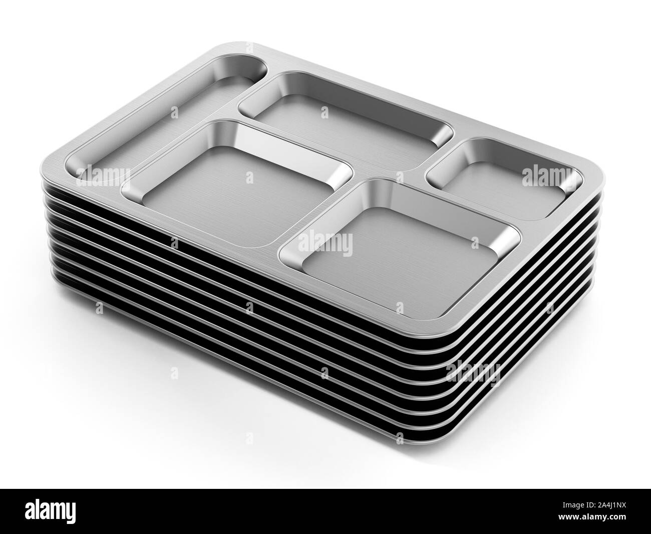 Tavolo in metallo d'hote vassoi isolati su sfondo bianco. 3D'illustrazione. Foto Stock