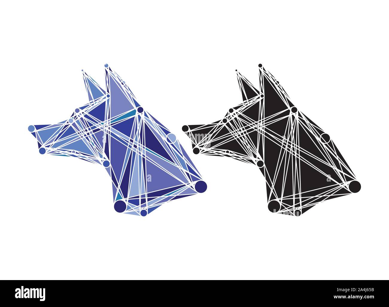 Creative Fox o cane logo design template, Meta concetto a sfera Illustrazione Vettoriale