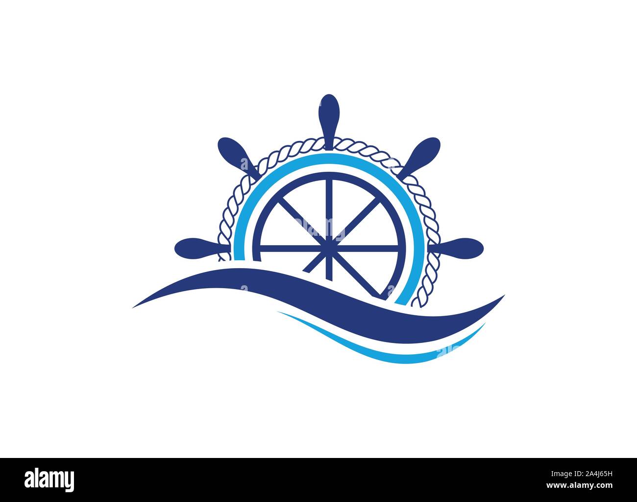 Nave Volante con onda oceano logo design Illustrazione Vettoriale