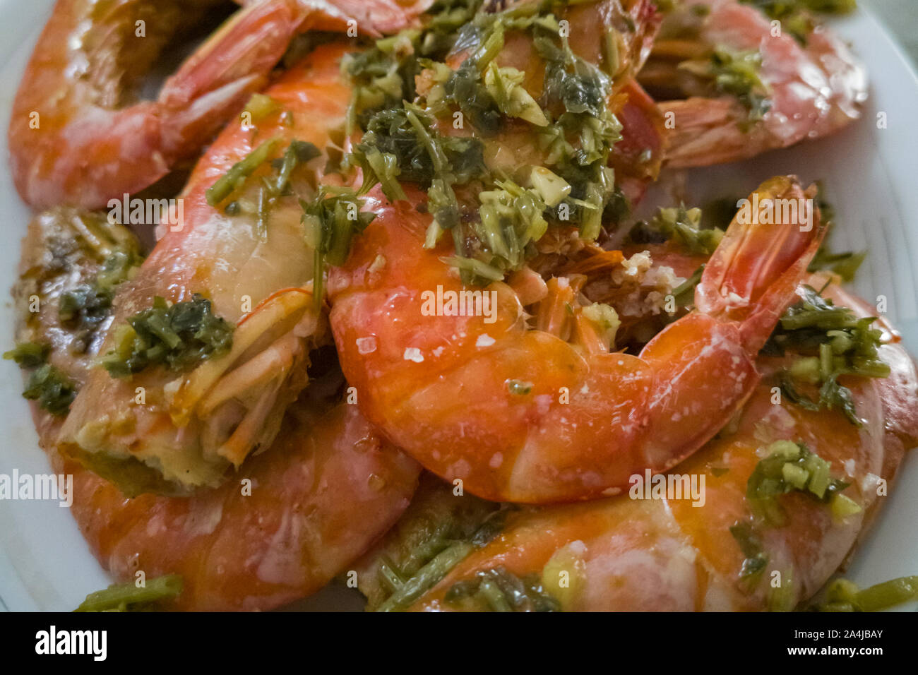 Gamberi con aglio e prezzemolo in Spagna Foto Stock