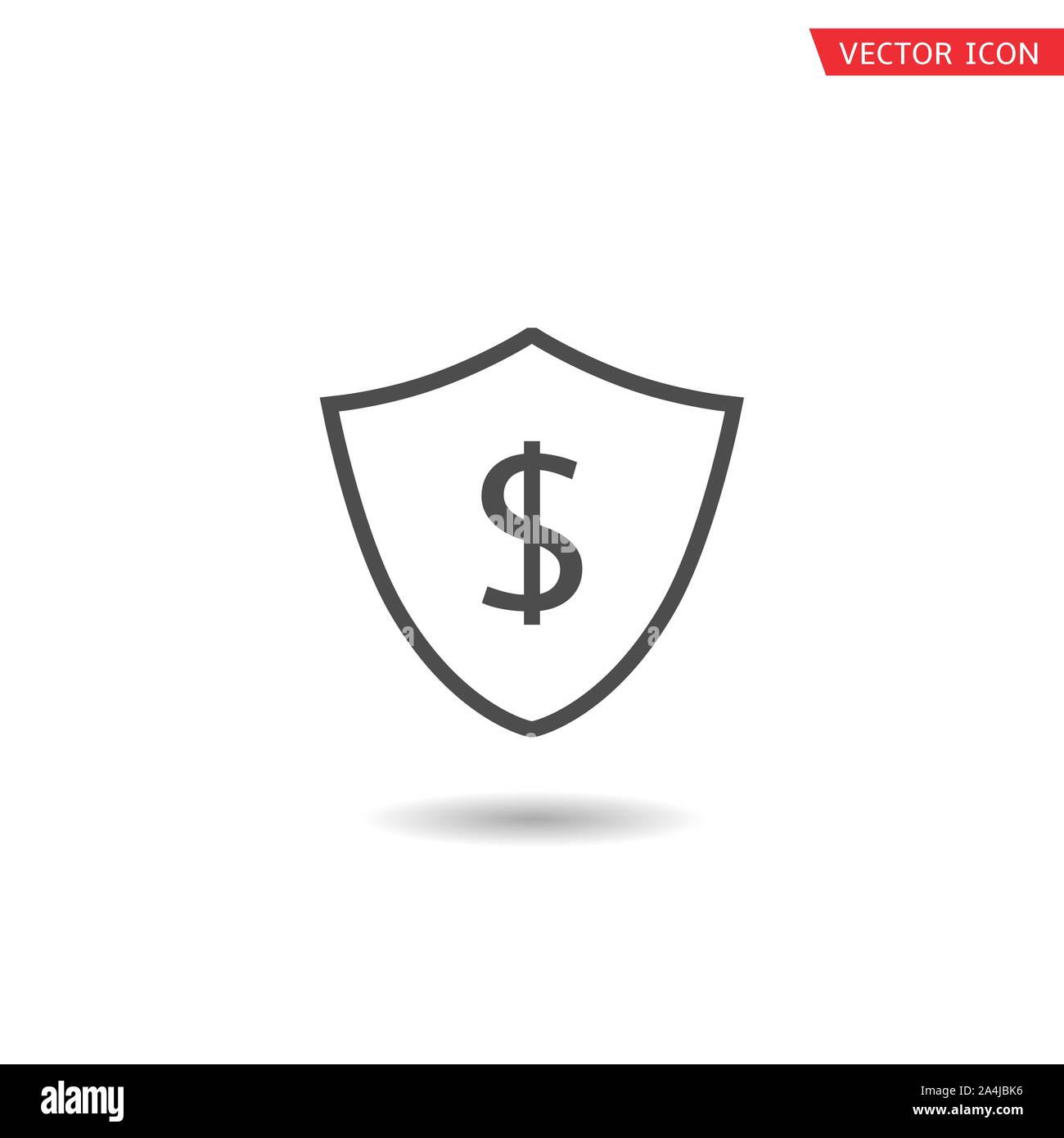 Protezione con il simbolo del dollaro. Protezione e concetto di assicurazione, vettore Illustrazione Vettoriale