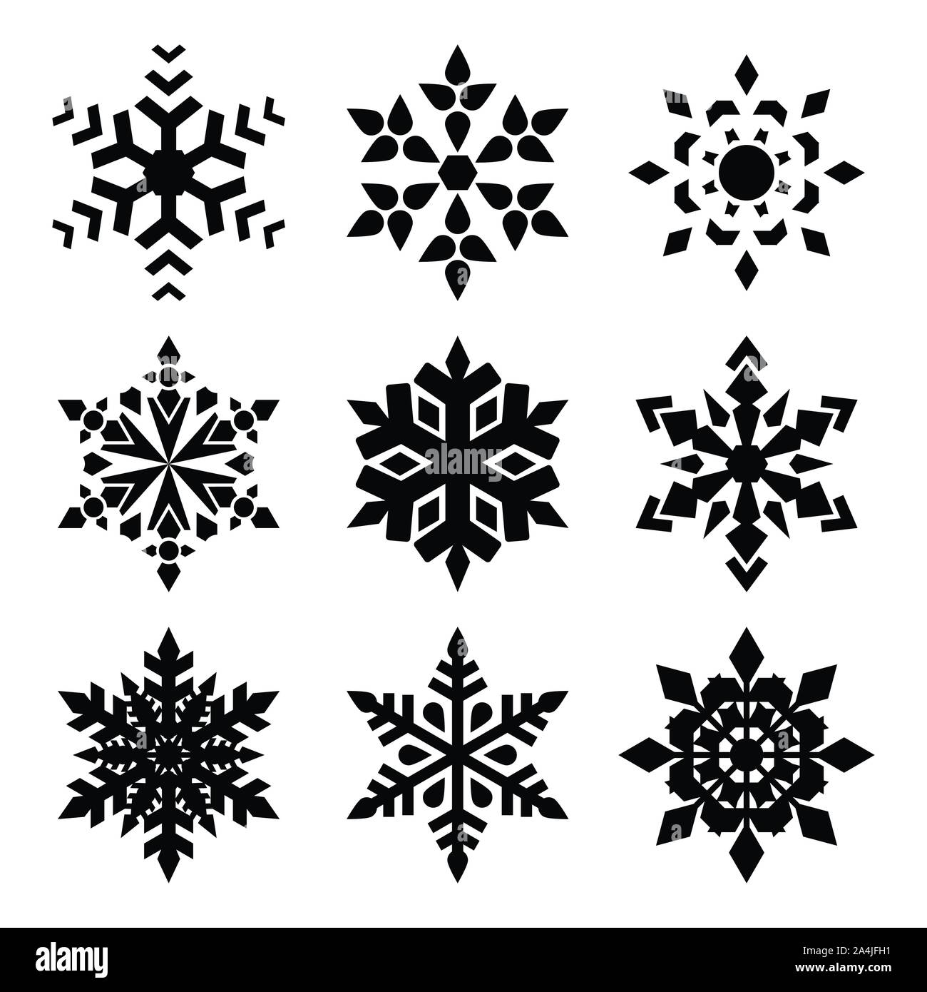 I fiocchi di neve icona impostare Illustrazione Vettoriale
