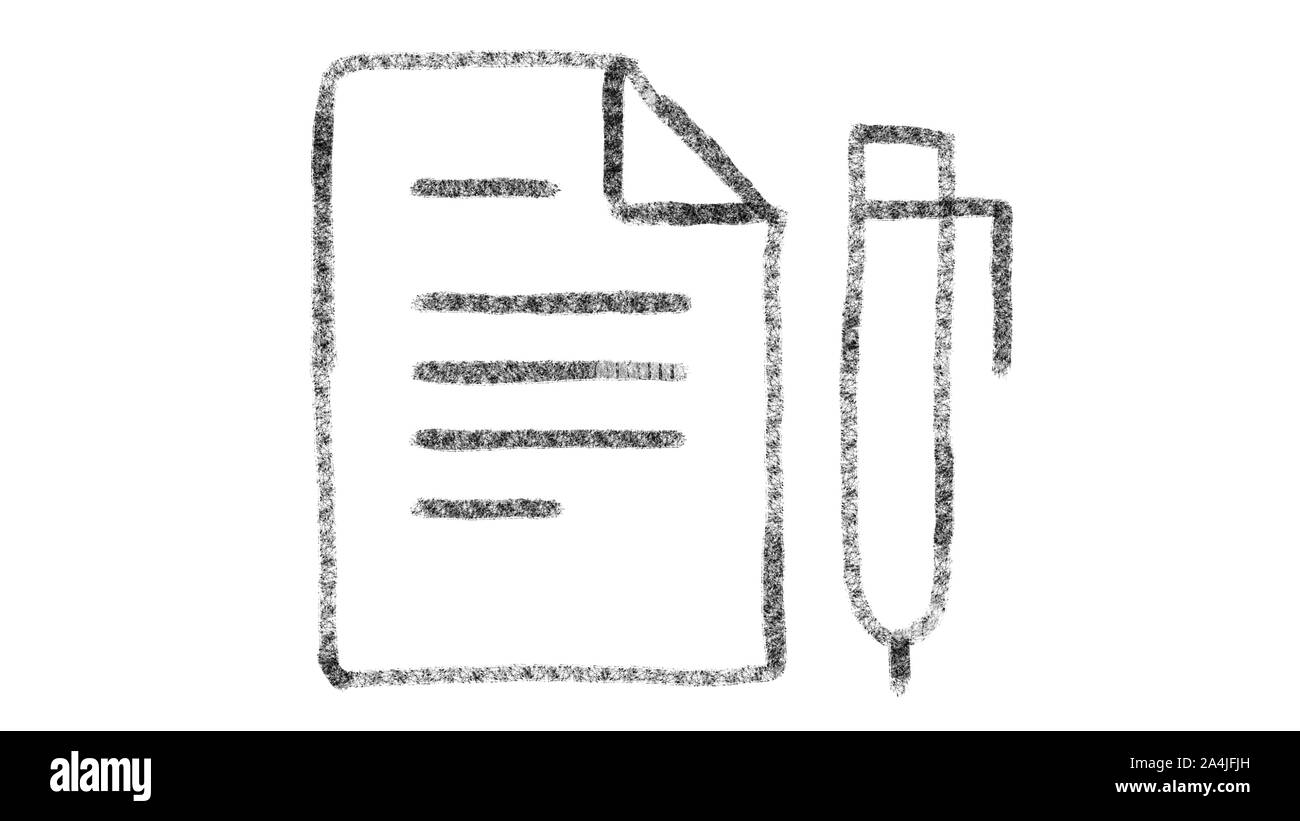 Notebook e icona penna disegnato con lo stile di disegno sulla lavagna, riprese animate ideale per il compositing e motiongrafics Foto Stock