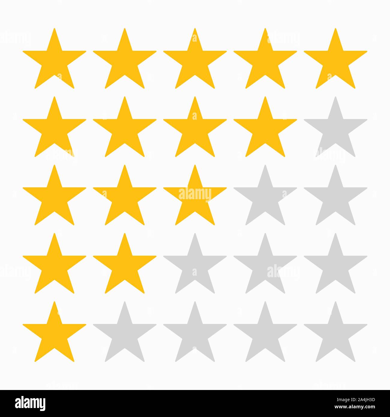 Star rating icona impostare Illustrazione Vettoriale