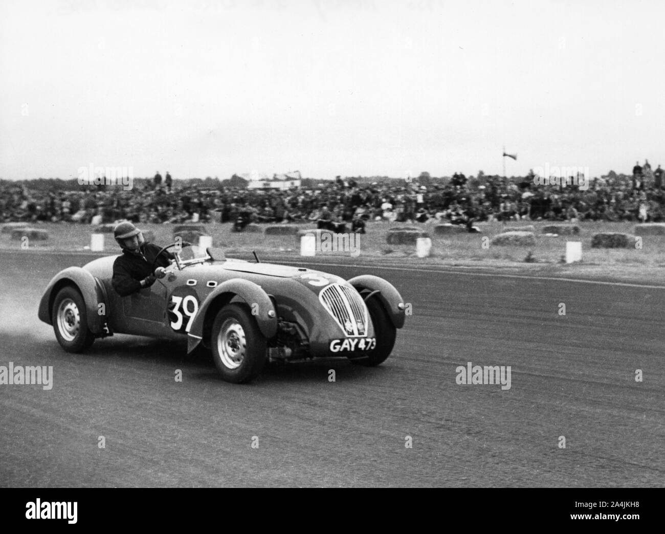 Healey Silverstone, D.S. Boston a Boreham 1952 nella 100 miglia di sportscar race. Foto Stock