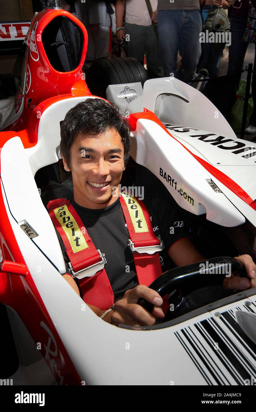 Takuma Sato in BAR Honda 2004 a Beaulieu. Foto Stock