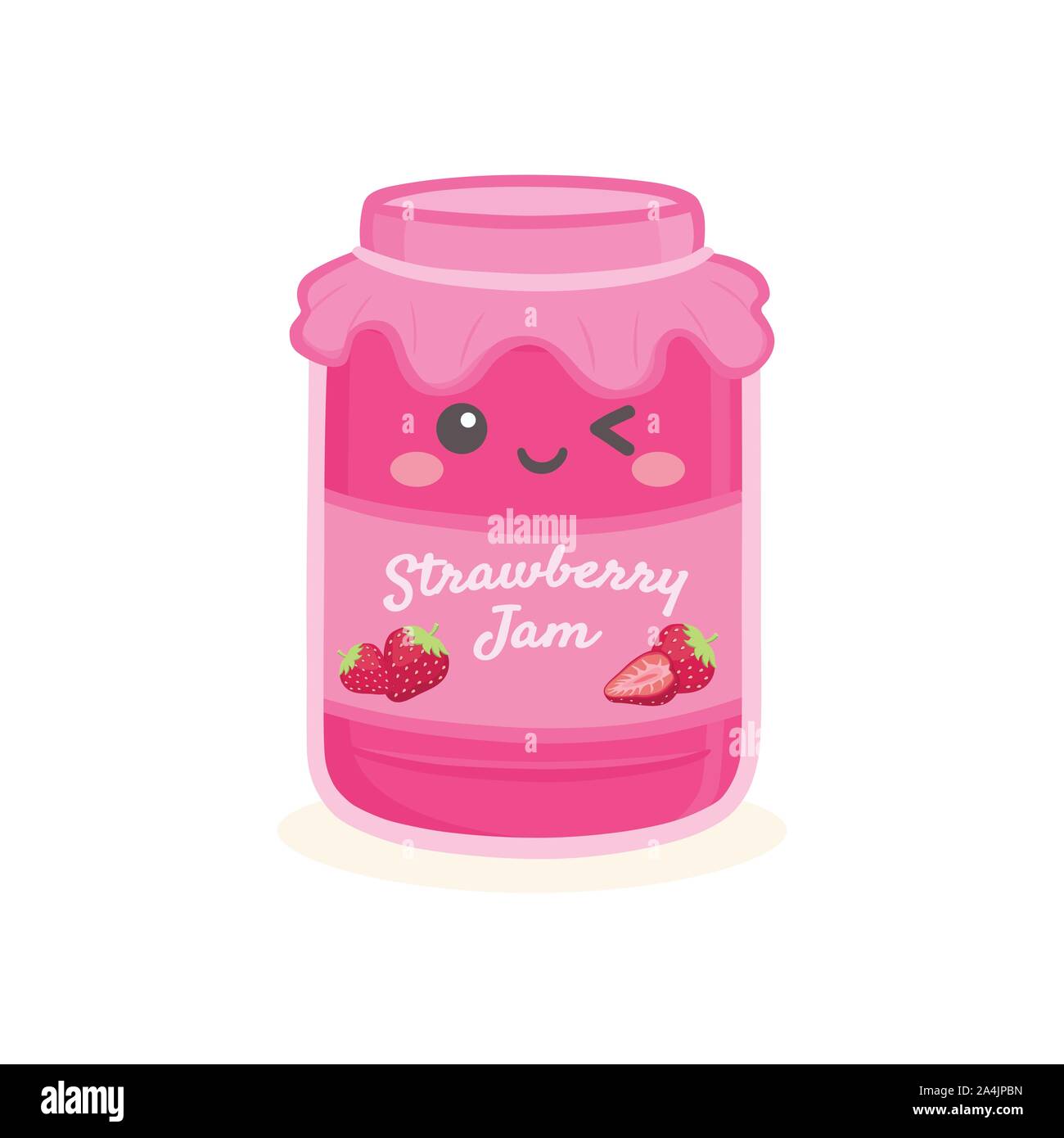Carino Strawberry Jelly Jam bottiglia vettore Jar Cartoon Illustrazione Vettoriale