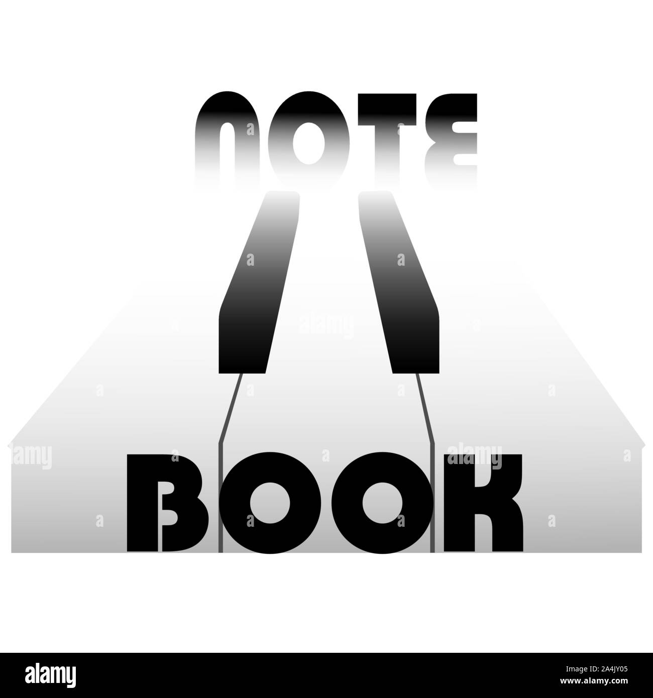 Arte logo per notebook con tasti di pianoforte e l'iscrizione Illustrazione Vettoriale