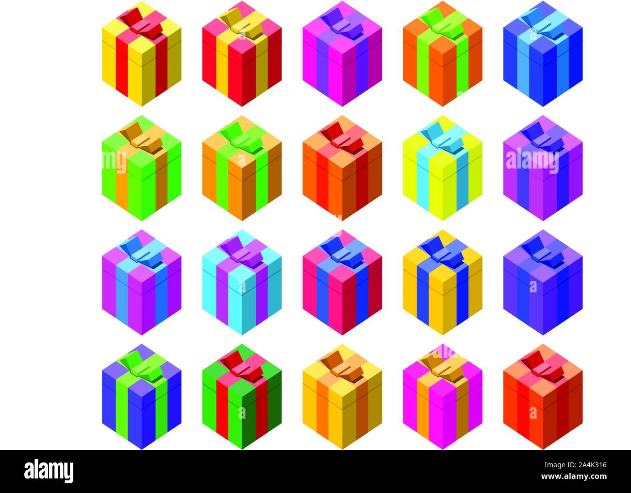 Set di colorate confezioni regalo Illustrazione Vettoriale