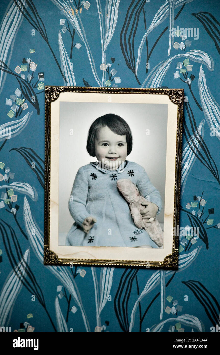 Cornice immagine - little girl - Foto d'epoca Foto Stock