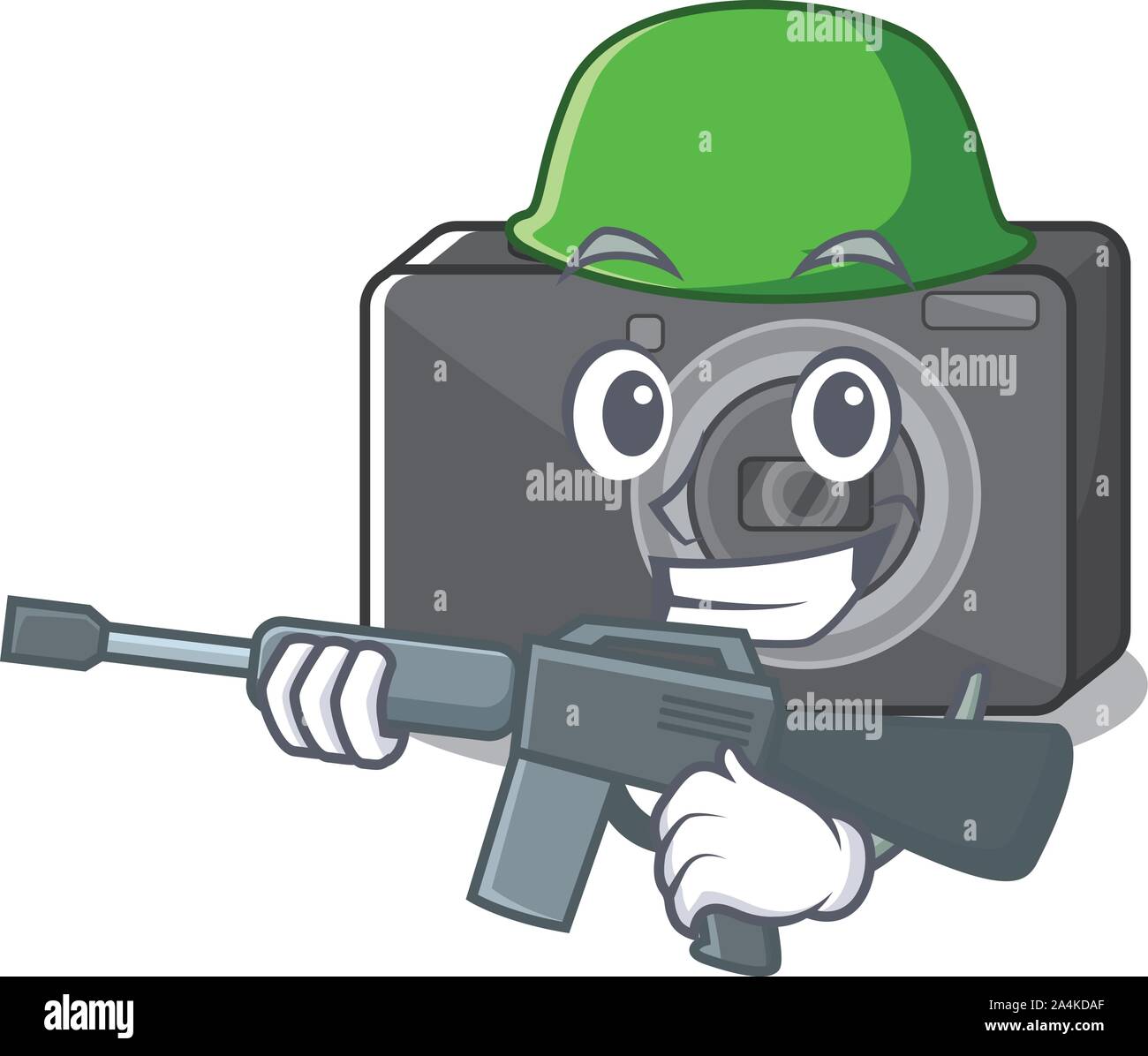 Esercito della fotocamera digitale nella forma di cartoni animati Illustrazione Vettoriale