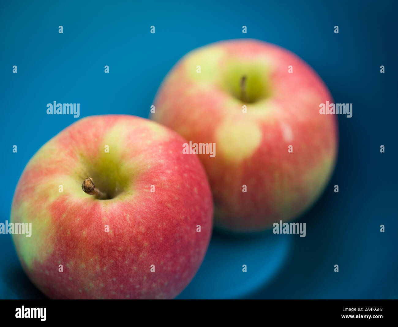 Le mele su una piastra Foto Stock