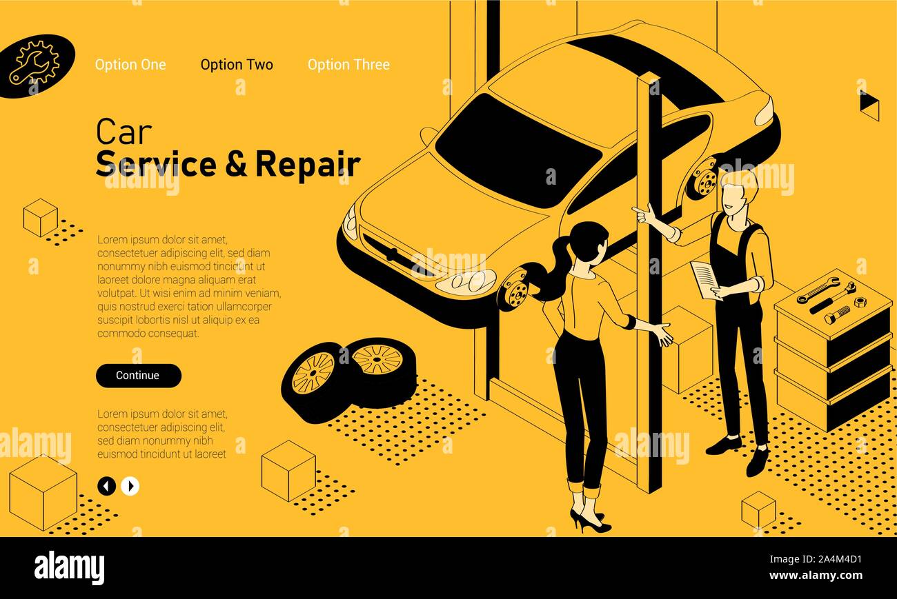 Servizi auto mobile app template Illustrazione Vettoriale