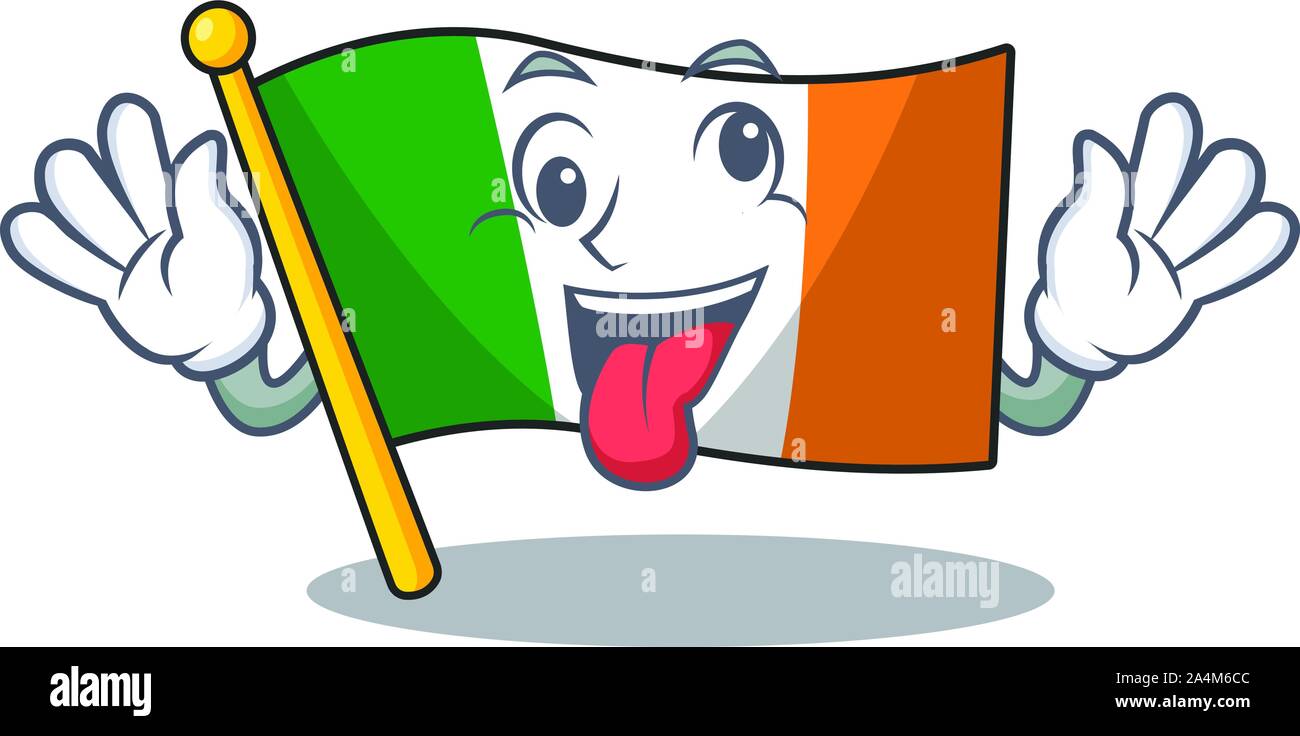 Crazy bandiera Irlanda mascot la forma dei caratteri Illustrazione Vettoriale