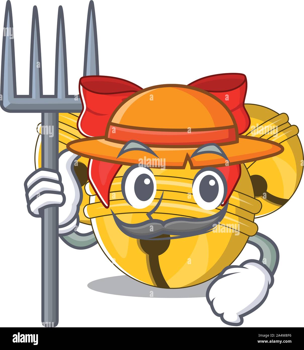 Agricoltore jingle bell su cartoon albero di natale Illustrazione Vettoriale