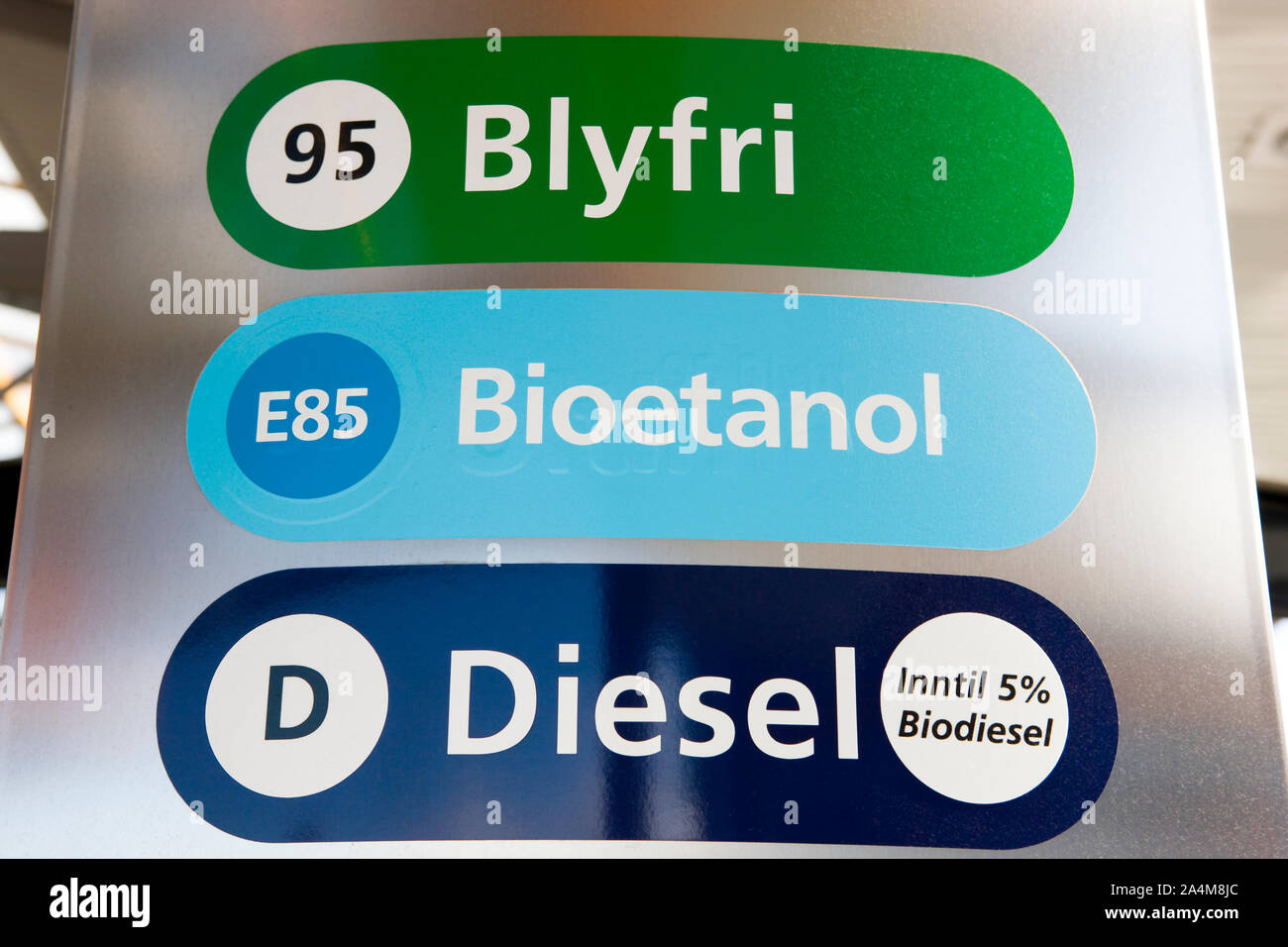 Senza piombo, benzina priva di piombo - olio diesel - il bioetanolo Foto Stock