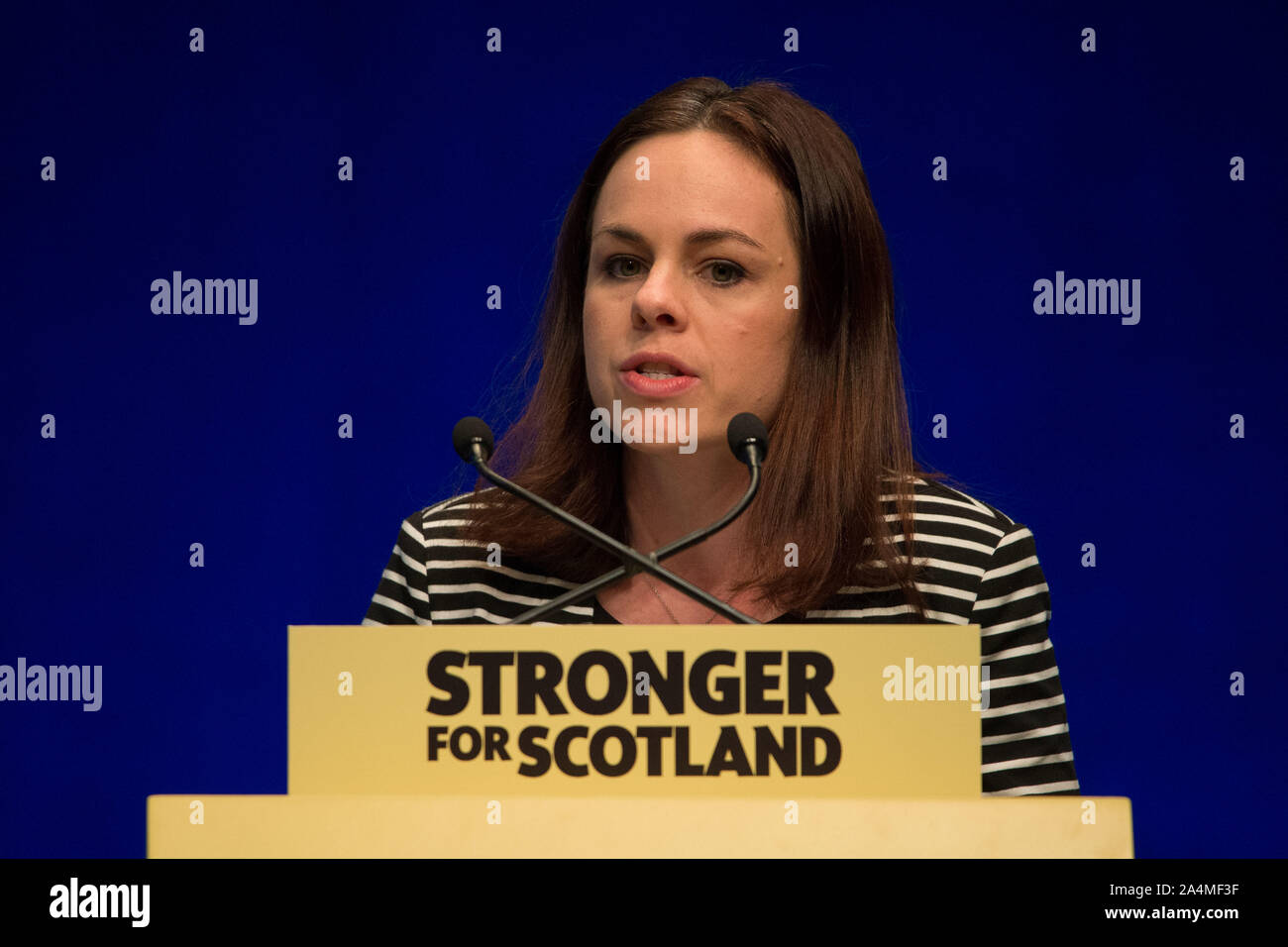 Aberdeen, Regno Unito. Il 15 ottobre 2019. Nella foto: Kate Forbes MSP del Partito nazionale scozzese (SNP). Partito nazionale scozzese (SNP) Conferenza Nazionale, all'evento complesso Aberdeen(TECA). Credito: Colin Fisher/Alamy Live News Foto Stock