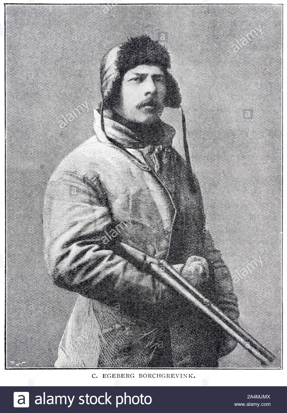 Carsten Egeberg Borchgrevink ritratto, 1864 - 1934, era un anglo-norvegese d'esploratore polare e un pioniere del moderno viaggio antartico, vintage illustrazione da 1897 Foto Stock