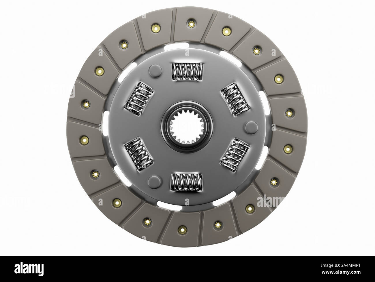 Pezzi di ricambio per auto e camion del disco della frizione. Trasmissione auto parti. Il rendering 3D Foto Stock