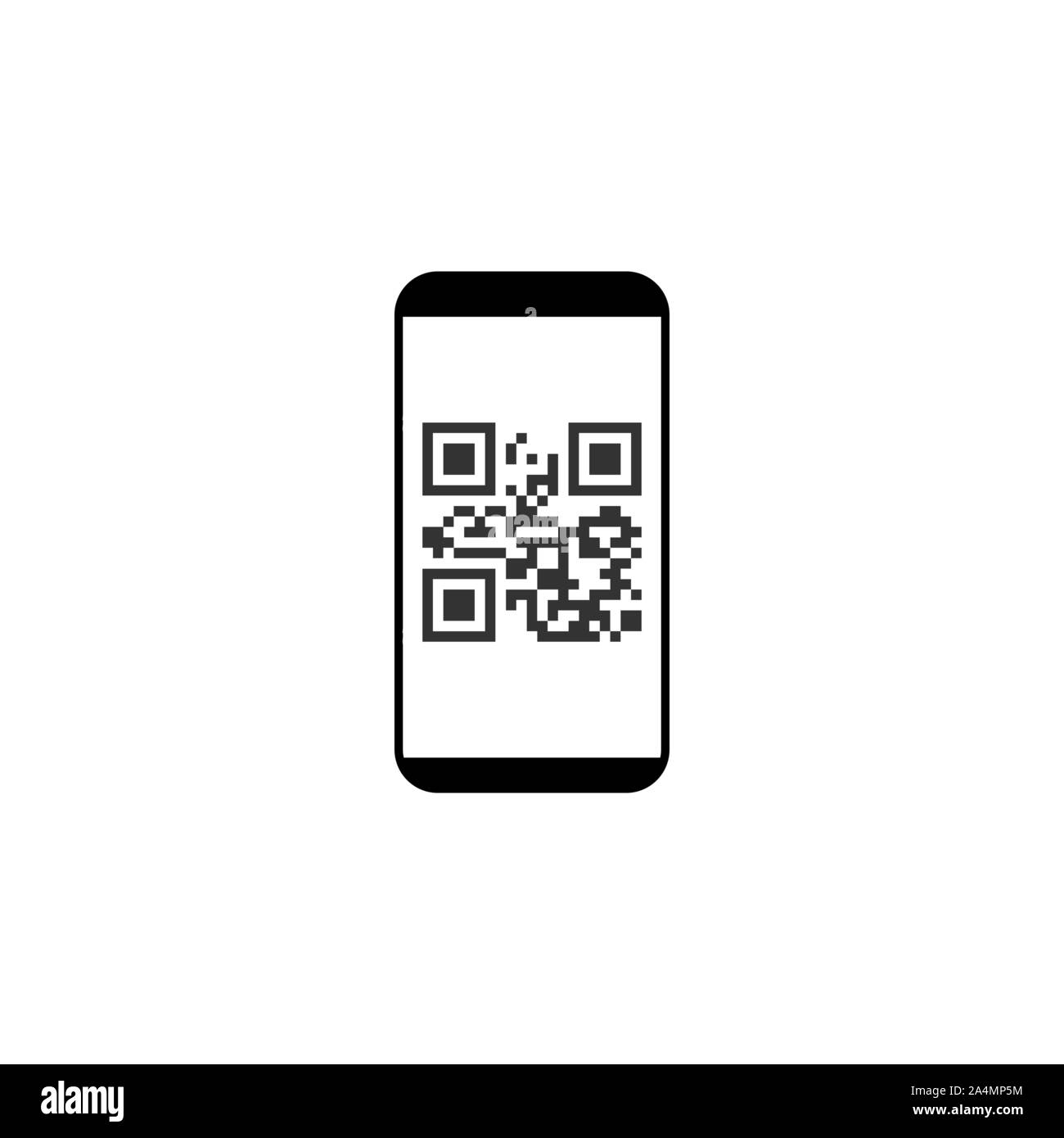 Smartphone, codice QR icona. Illustrazione Vettoriale, design piatto. Illustrazione Vettoriale