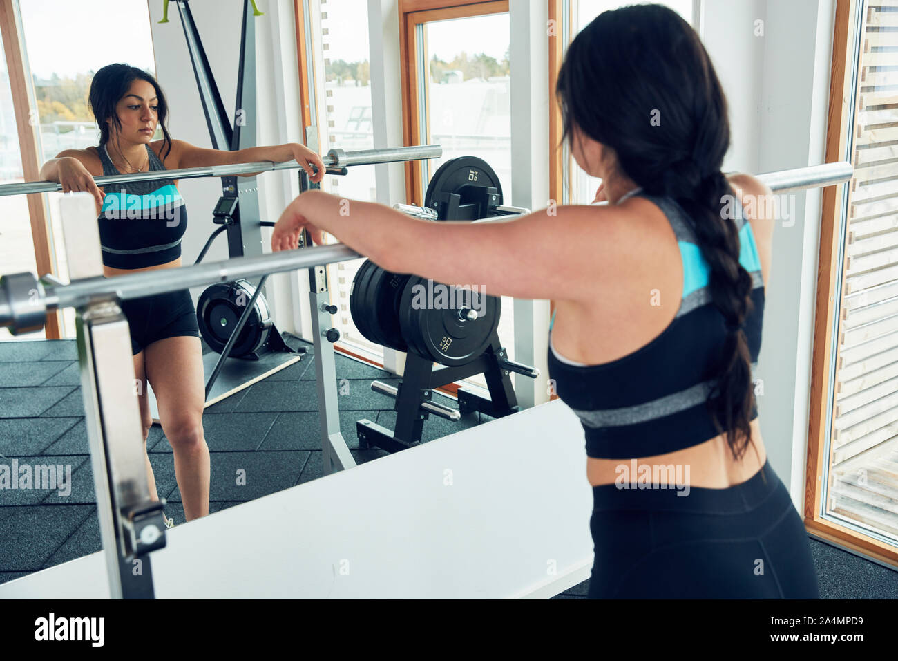 Donna in ginnastica Foto Stock
