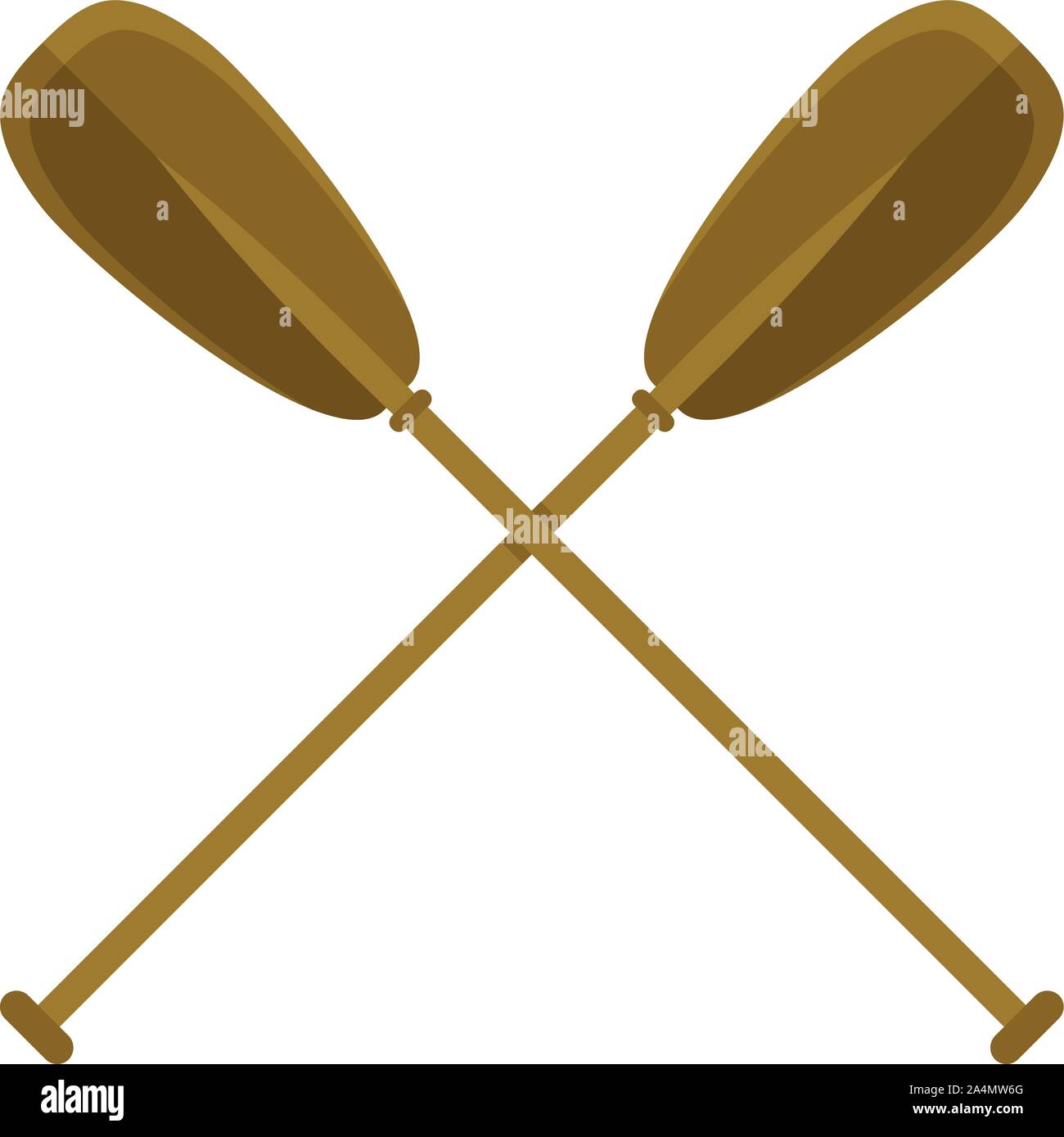 Attraversata una spatola di legno e la relativa icona. Illustrazione piatto di legno incrociate paddle icona vettore per il web design Illustrazione Vettoriale