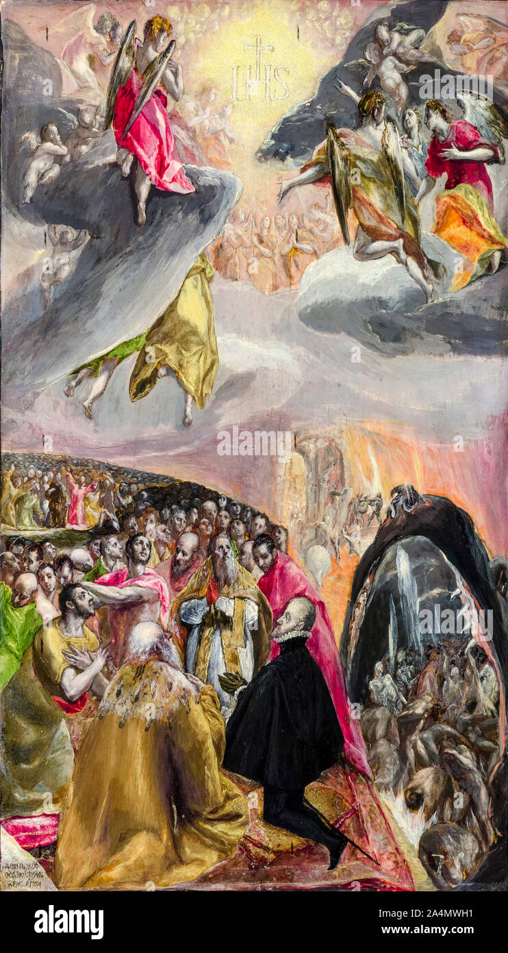 El Greco, pittura, l adorazione del Nome di Gesù, 1578-1580 Foto Stock