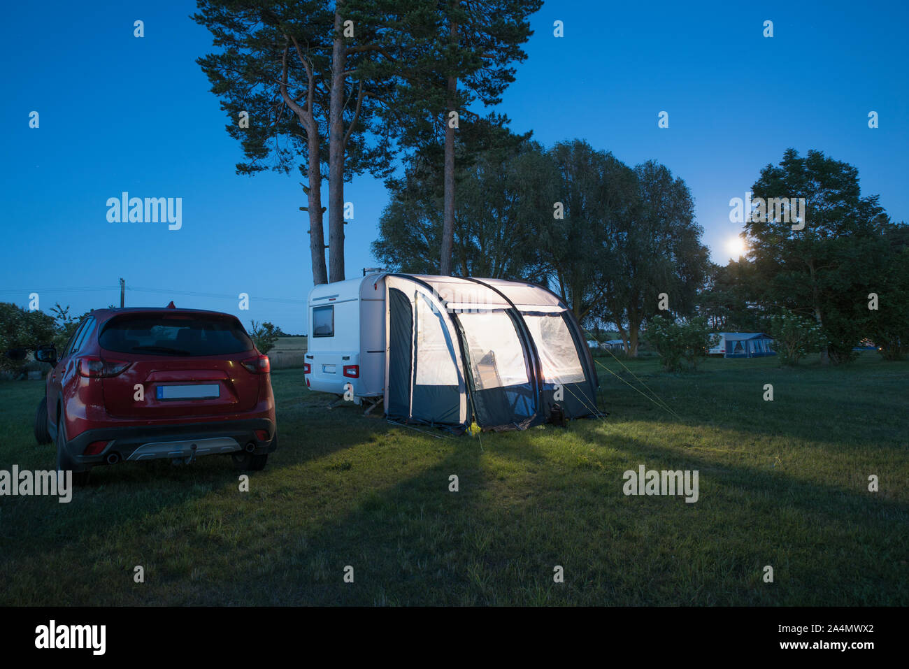 Mobile home in campeggio Foto Stock