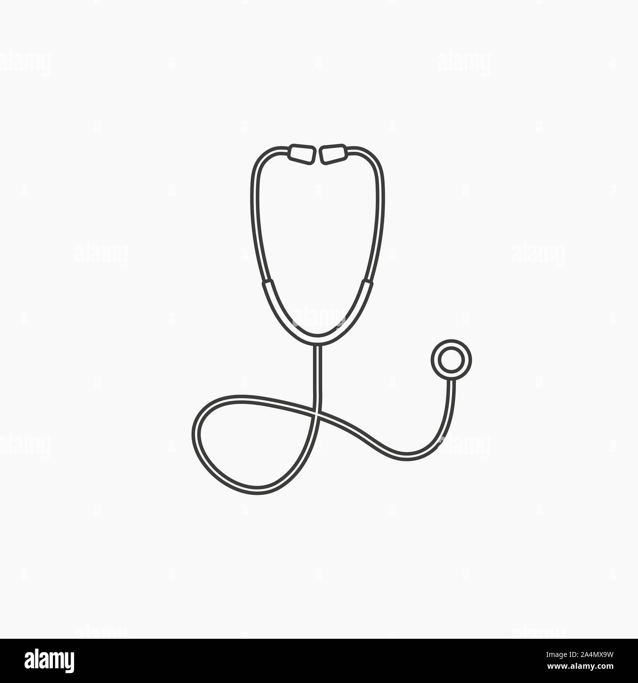 Medico, icona dello stetoscopio. Illustrazione Vettoriale, design piatto. Illustrazione Vettoriale