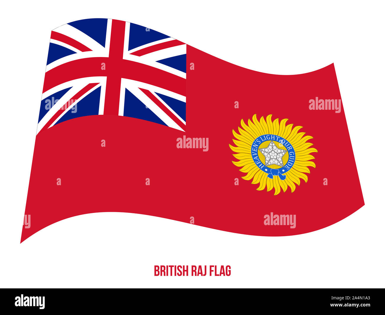 British Raj (1858-1947) bandiera sventola illustrazione vettoriale su sfondo bianco. East India Company bandiera. Foto Stock