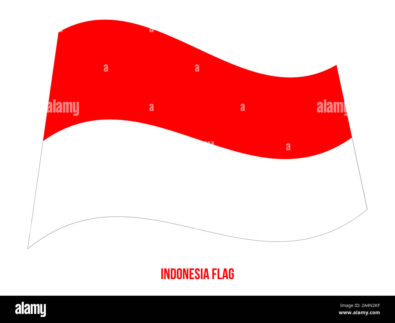 Indonesia bandiera sventola illustrazione vettoriale su sfondo bianco. Indonesia bandiera nazionale. Foto Stock