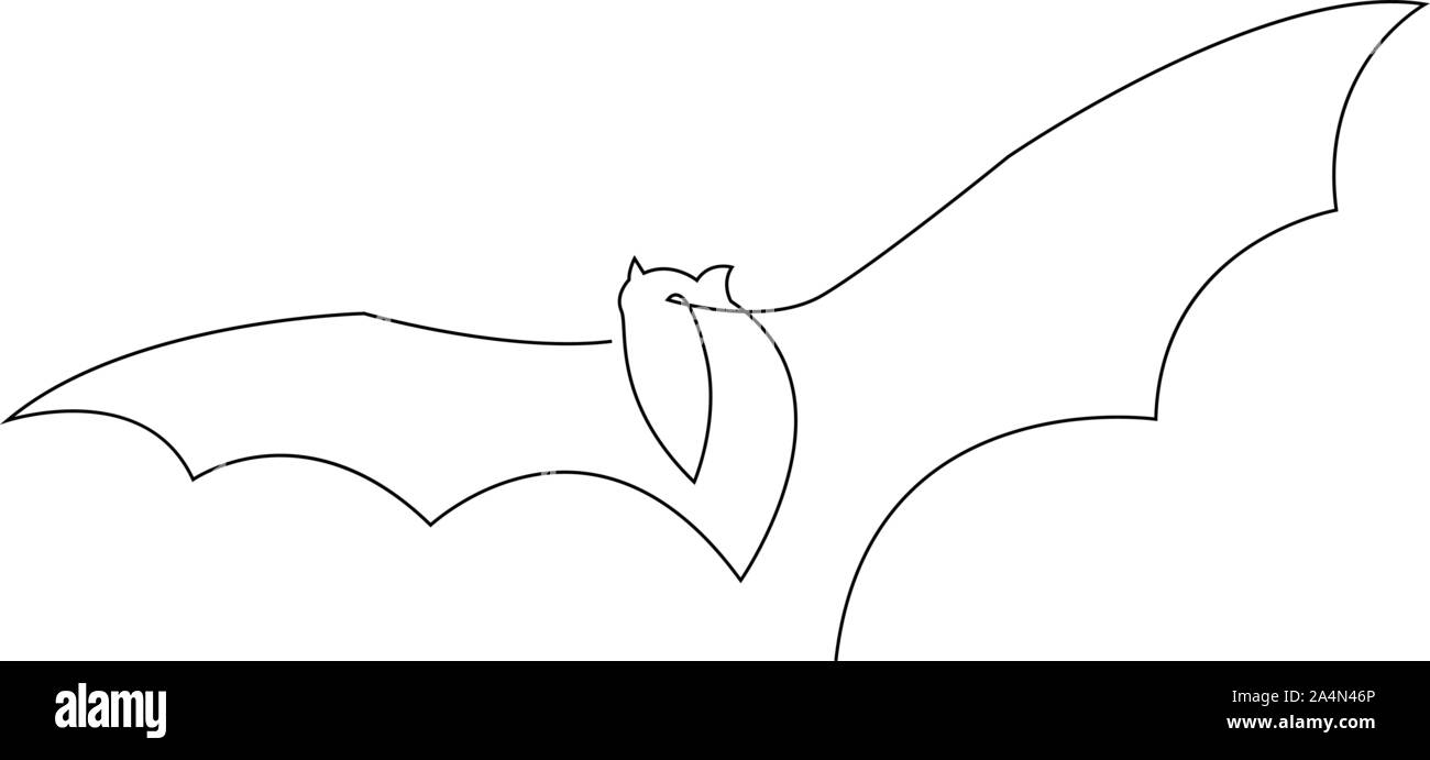 Continuo di un disegno della linea. Halloween bat silhouette. Illustrazione Vettoriale Illustrazione Vettoriale