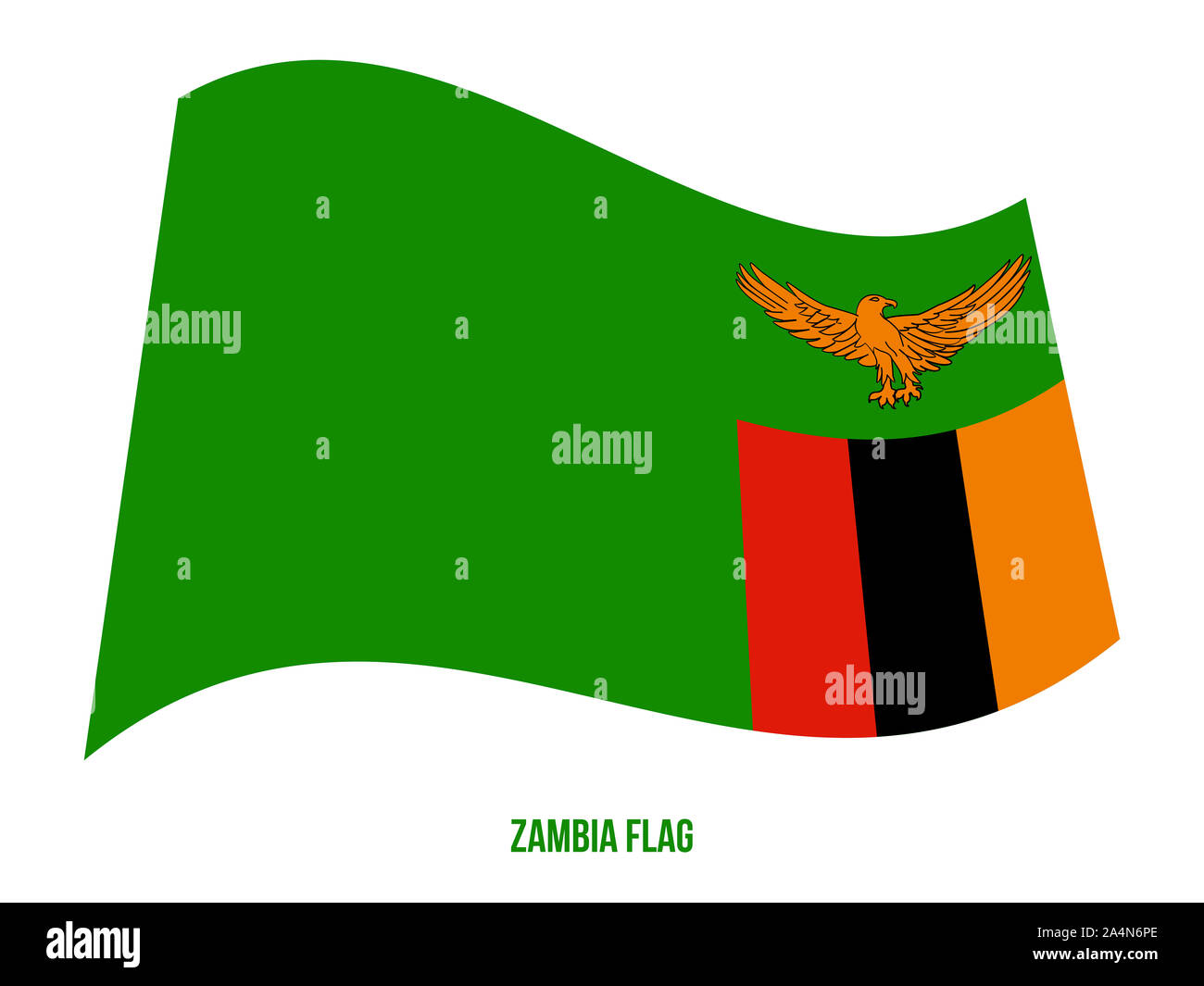 Zambia bandiera sventola illustrazione vettoriale su sfondo bianco. Zambia bandiera nazionale. Foto Stock