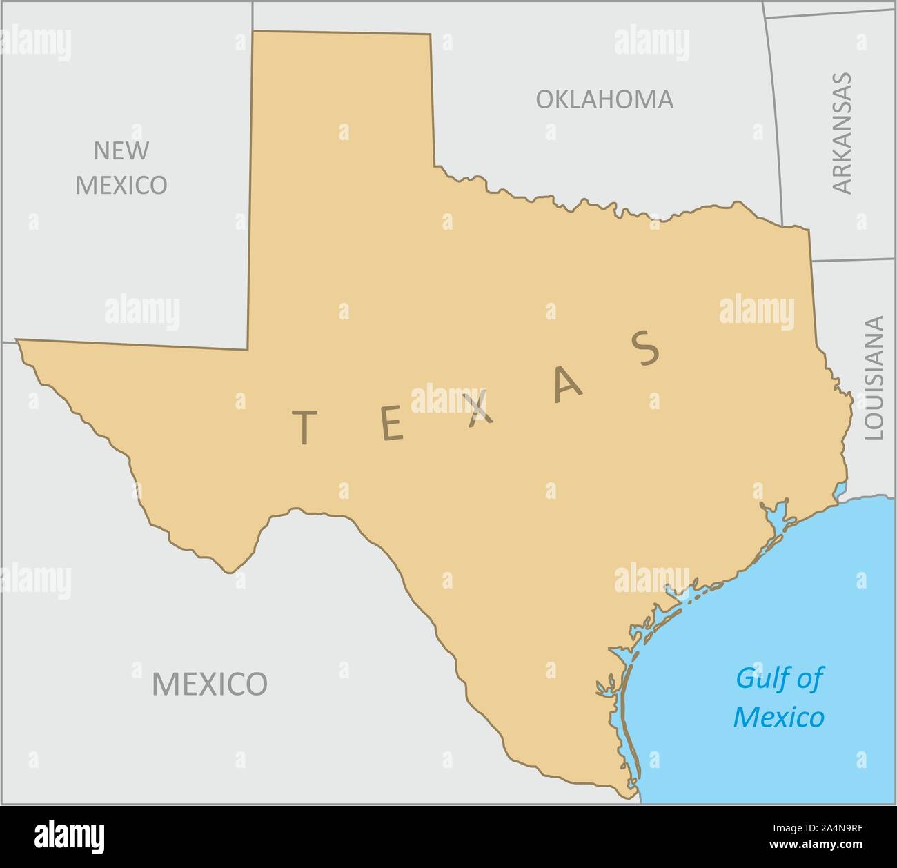 Texas regione mappa Illustrazione Vettoriale