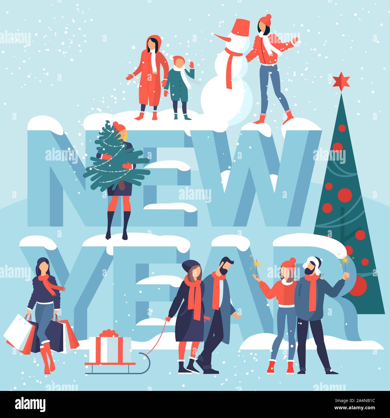 Le persone si stanno preparando per il natale Illustrazione Vettoriale