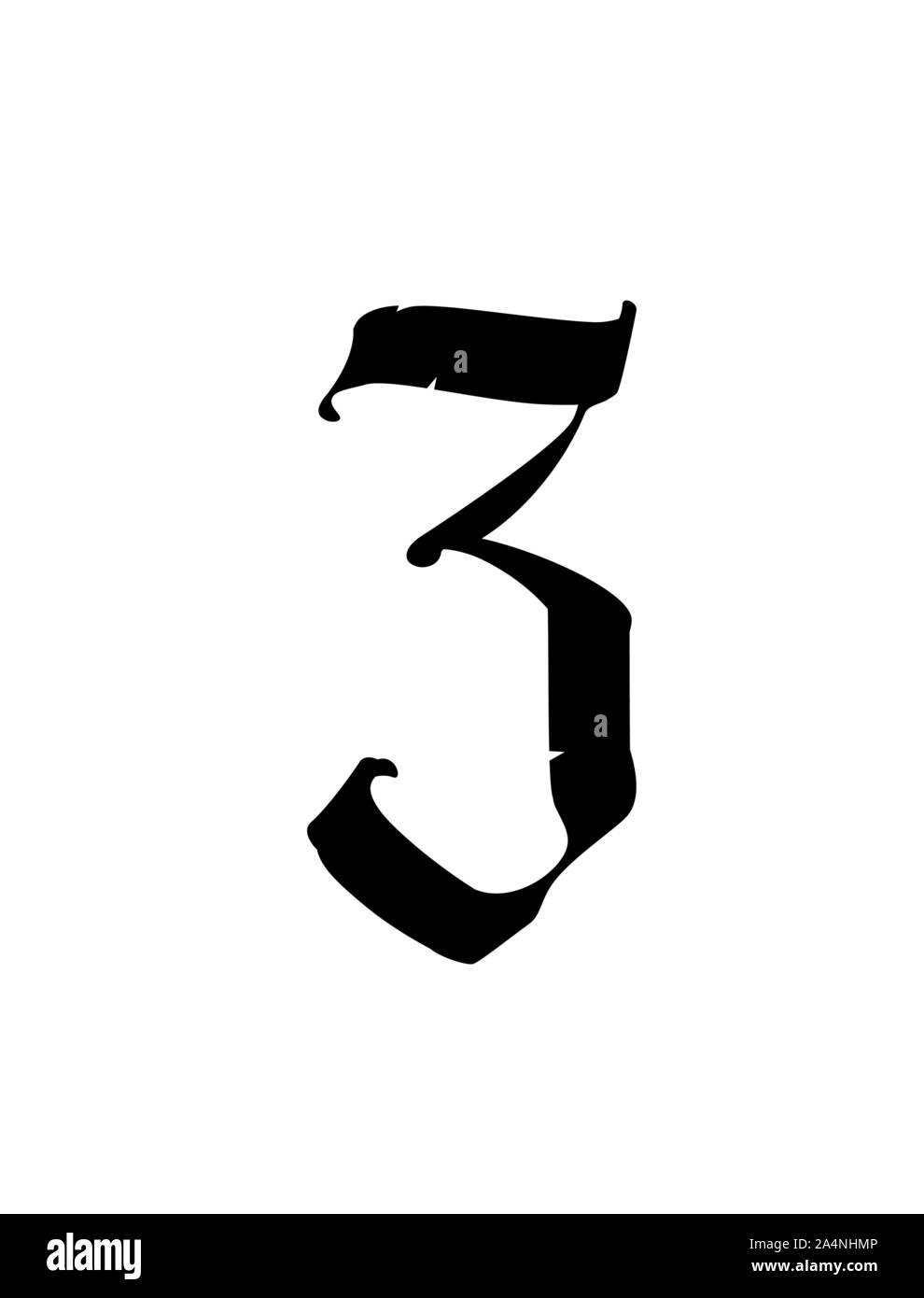 I numeri sono in stile gotico. Vettore. Simboli isolati su sfondo bianco. La calligrafia e scritte. Figure medioevali. Singoli simboli. El Illustrazione Vettoriale