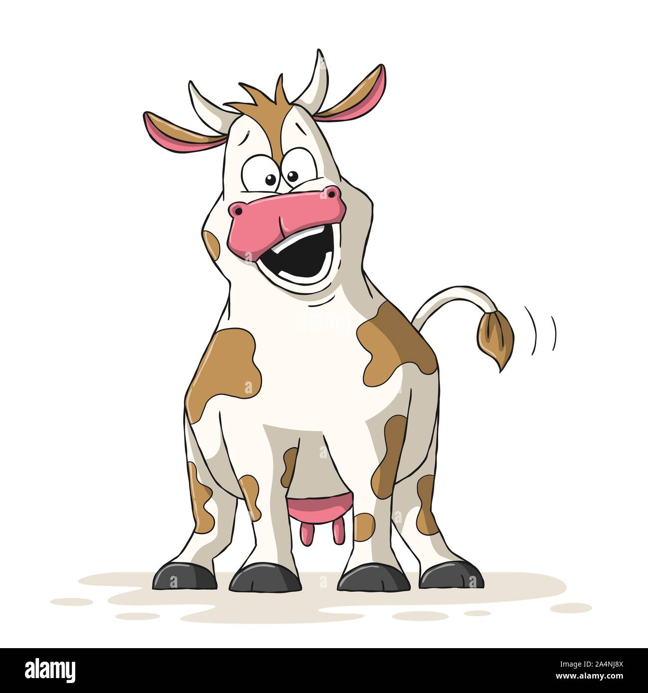 Funny cartoon vacca. Disegnata a mano illustrazione vettoriale con strati separati. Illustrazione Vettoriale