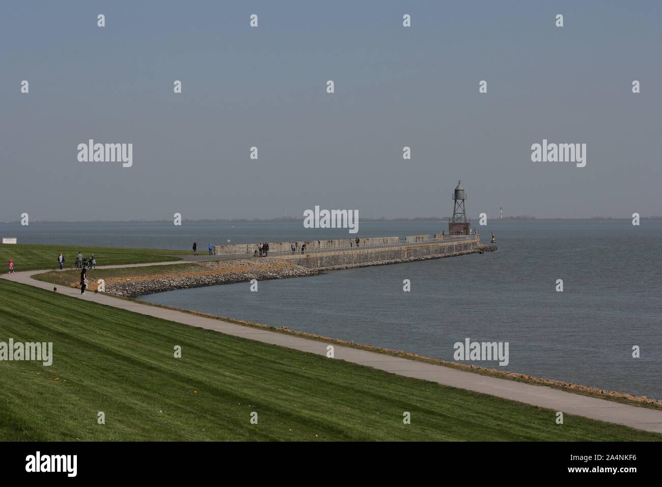 Ricostruita Navy Lighthouse 'Marinemole', Wilhelmshaven, Germania Foto Stock