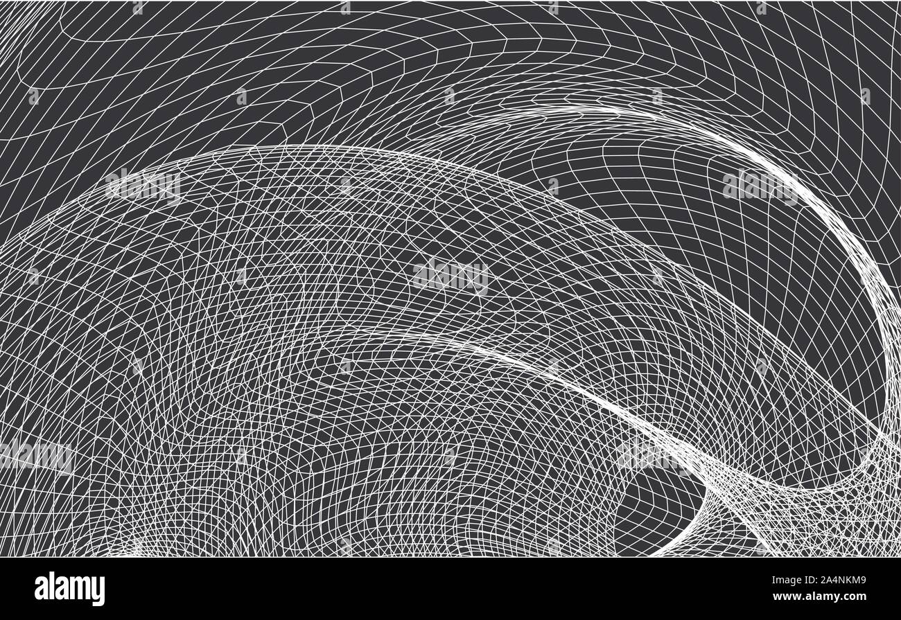 Abstract sfondo con un onda dinamica. Dati di grandi dimensioni. Illustrazione Vettoriale su uno sfondo nero. - Vettore Illustrazione Vettoriale