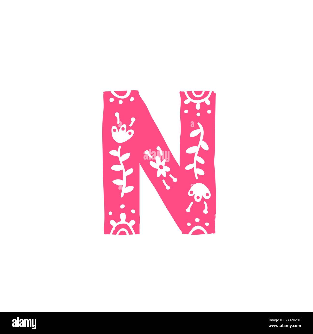 Lettera N. Vettore. Lettera di rosa con ornamento. Applique per vestiti. Logo per la società. Illustrazione Vettoriale