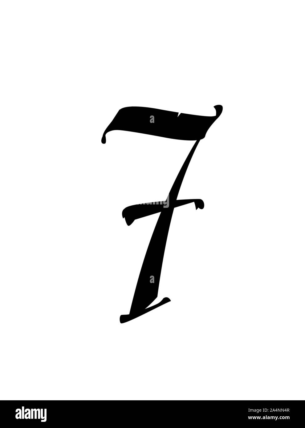 I numeri sono in stile gotico. Vettore. Simboli isolati su sfondo bianco. La calligrafia e scritte. Figure medioevali. Singoli simboli. El Illustrazione Vettoriale